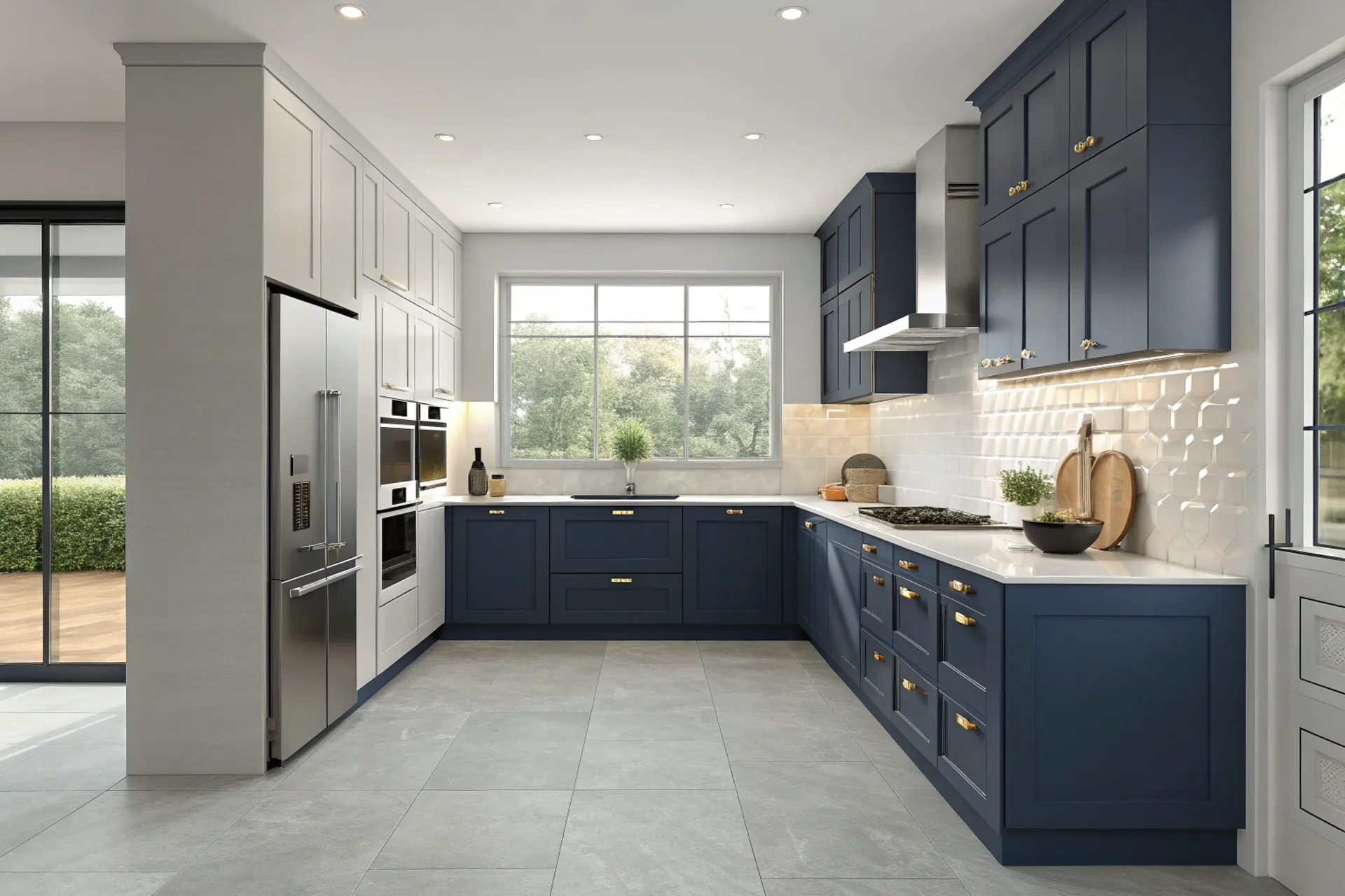 modern-navy-blue-kitchen cabinets