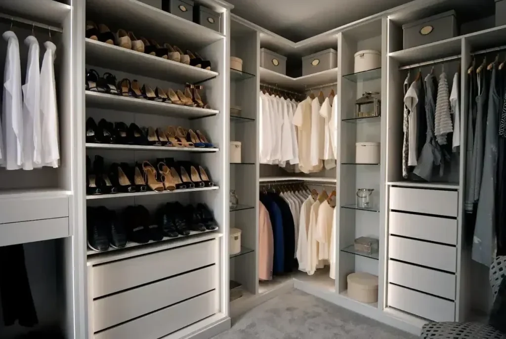 corner walk in wardrobe