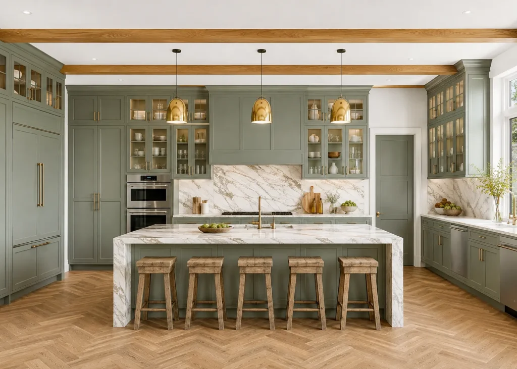 Sage green kitchen cabinets