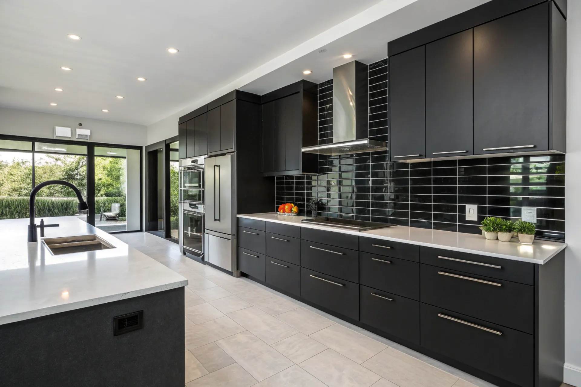 modern-black-kitchen cabinets