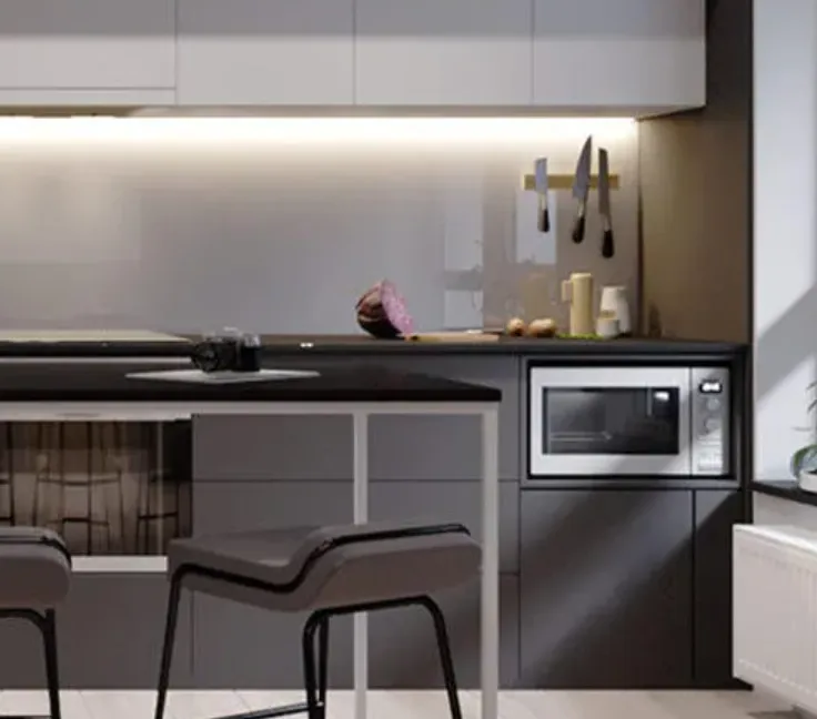 Contemporary Kitchen Cabinets UV Lacquer With Particle Board-GK-034-6