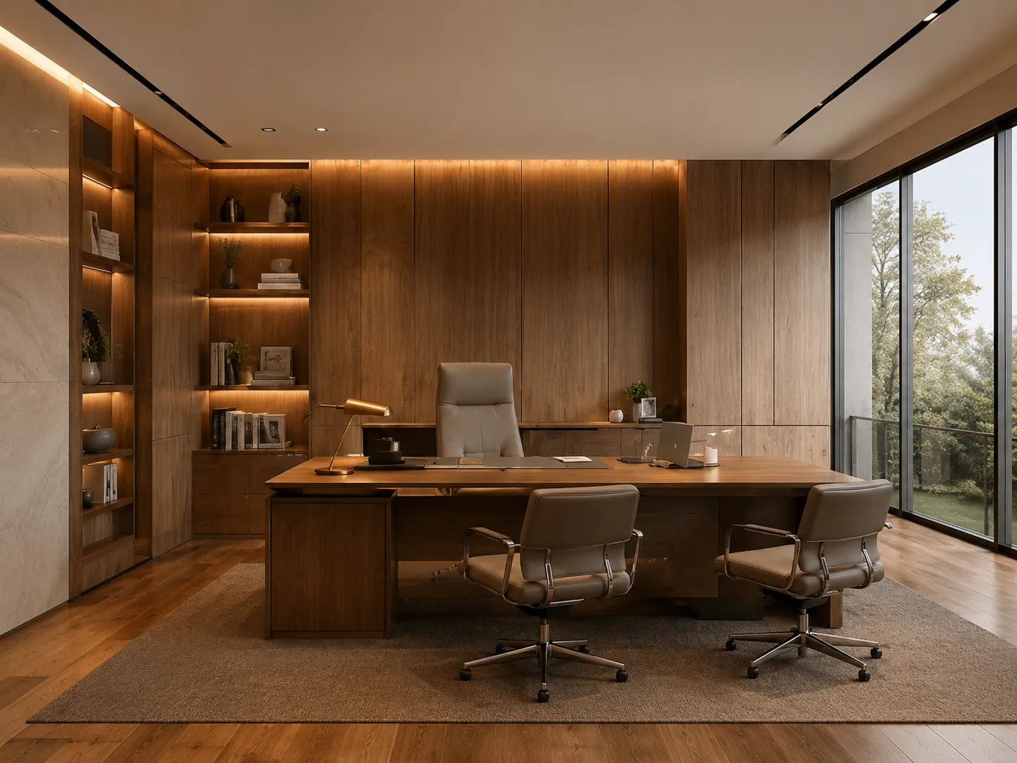 Custom Integrated Door Wall Cabinet System in office