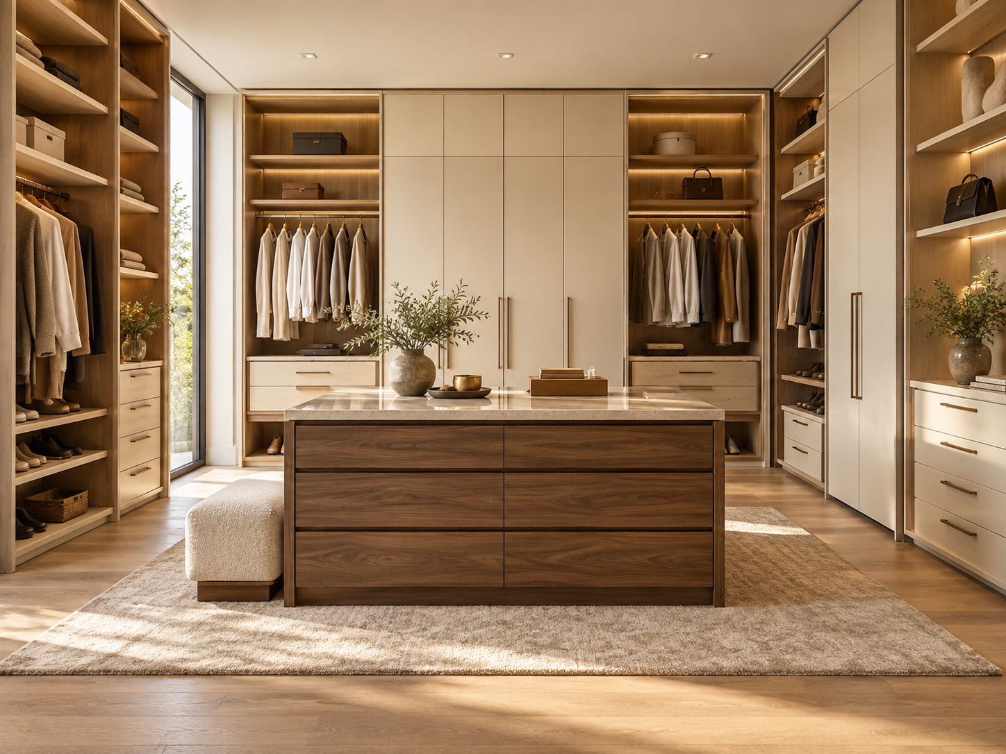 03 warm neutral walnut oak walk in closet