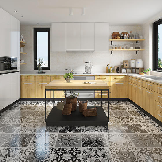 Wood modern wood kitchen cabinets melamine with particle board-GK-054