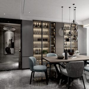 dining room buffet cabinet tempered glass with aluminum frame GD-015