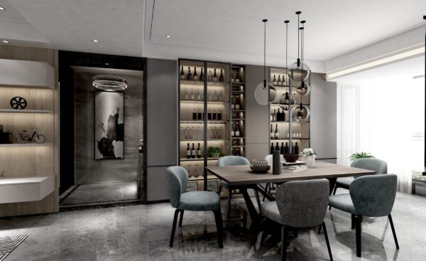 dining room buffet cabinet tempered glass with aluminum frame GD-015