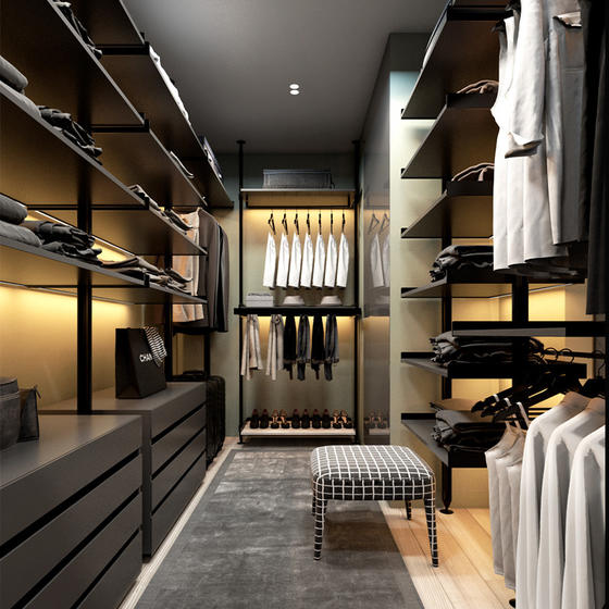 Modern small walk in closet open door with particle board-GW-106