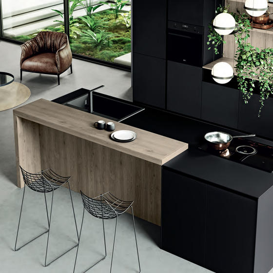 modern black kitchens 002 Modern Black Kitchens UV Lacquer with Particle Board-GK-045