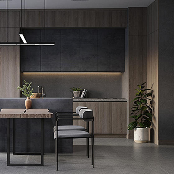 modern brown kitchen cabinets melamine with particle board-GK-019