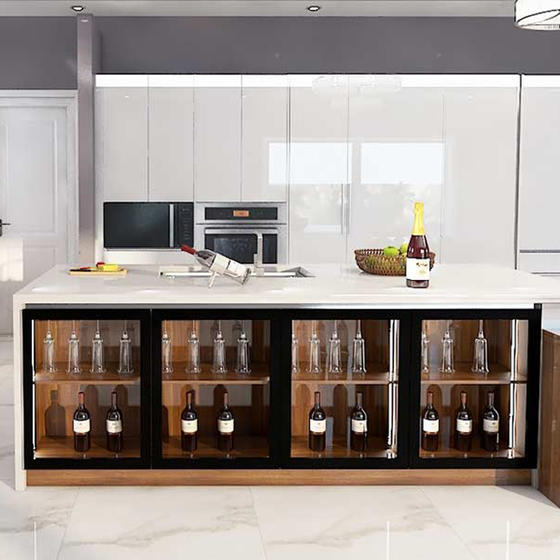 Modern White Kitchen Cabinets UV Lacquer with Particle Board-GK-066