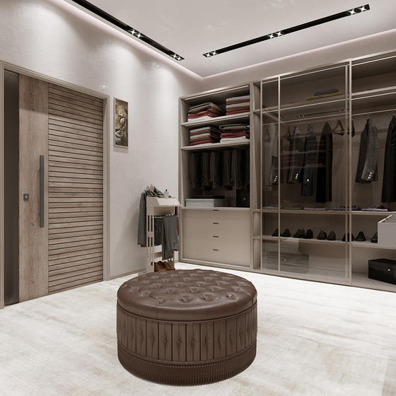 Bedroom with walk in closet tempered glass door-GW-012