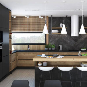 Modern Black Kitchen Cabinets Melamine with Particle Board-GK-033