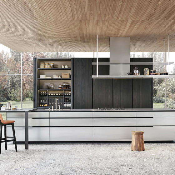 modern black and white kitchens melamine with particle board-GK-027