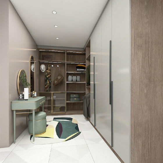 Corner wardrobe UV Lacquer with particle board-GW-103