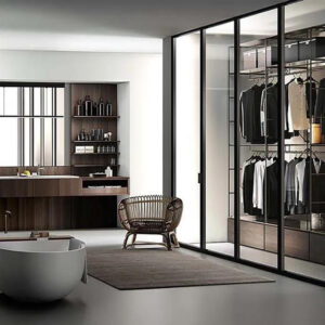 Black wardrobe tempered glass door-GW-020