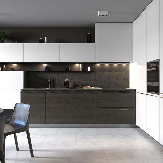Melamine White Black Kitchen Cabinets with Particle Board-GK-093