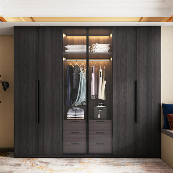 Armoire wardrobe melamine and tempered glass door-GW-038