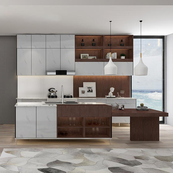 Contemporary Kitchen Cabinets UV Lacquer with Particle Board-GK-086