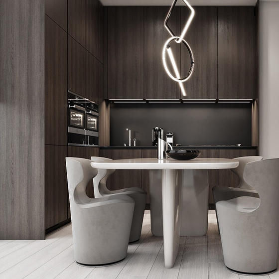 Modern Brown Kitchen Melamine with Particle Board-GK-069