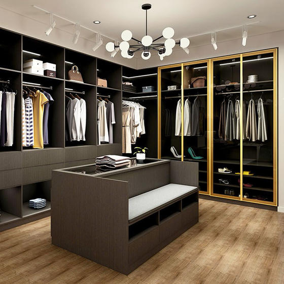 Modern small walk in closet tempered glass foor-GW-028