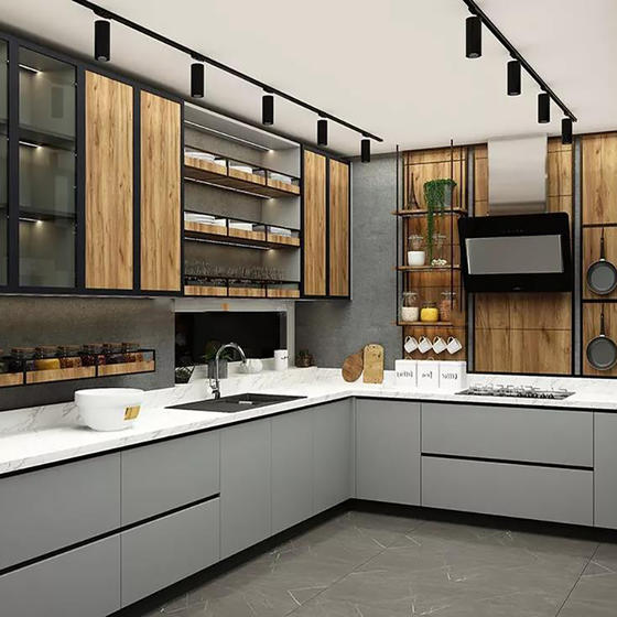 Modern Gray Kitchen Melamine with Particle Board-GK-072
