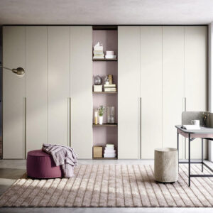 White wardrobe with drawers PVC with HDF-GW-095