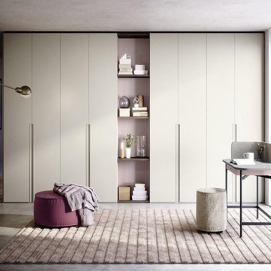White wardrobe with drawers PVC with HDF-GW-095