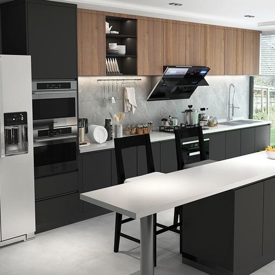 Modern Black and White Kitchens UV Lacquer with Particle Board-GK-047