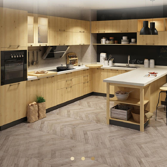 Modern wood kitchen cabinets melamine with particle board-GK-055