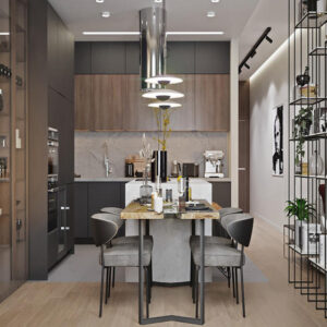 Modern Dark Brown Kitchen Cabinets Melamine with Particle Board-GK-041