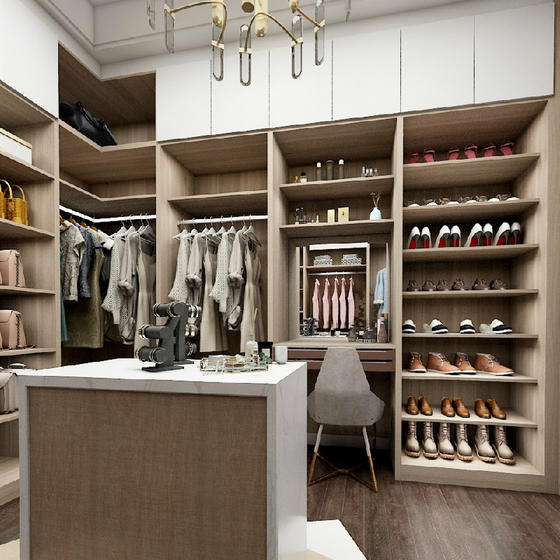 Walk in closet systems melamine with particle board-GW-064