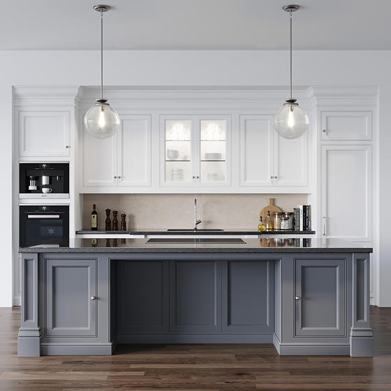 traditional white and grey kitchens PVC with HDF-GK-057