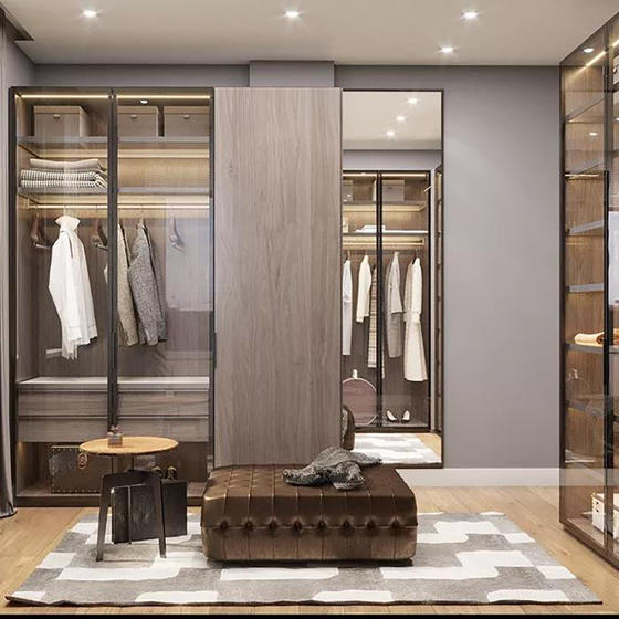 Walk in closet systems tempered glass wardrobe-GW-010