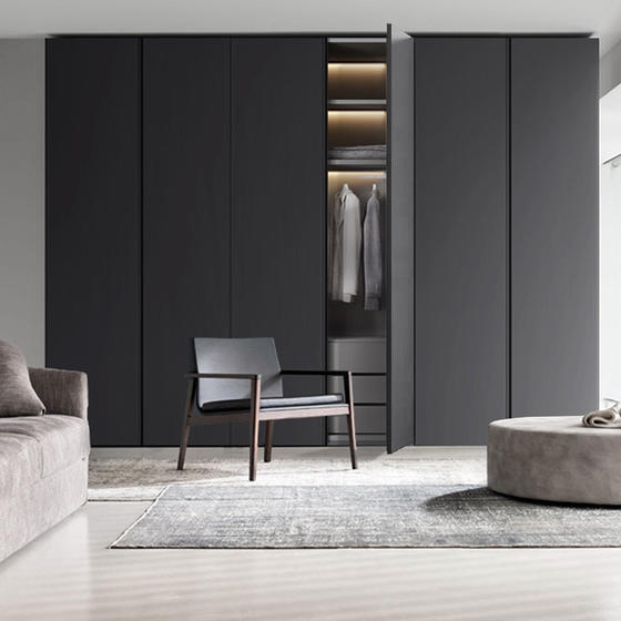 Black wardrobe melamine with particle board-GW-094