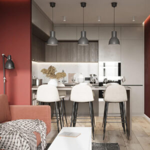 Modern brown and grey kitchen 003