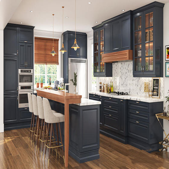Traditional Black Kitchen Cabinets PVC with HDF-GK-006