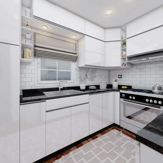 Contemporary White Cabinets – UV Lacquer Finish with Particle Board GK-091
