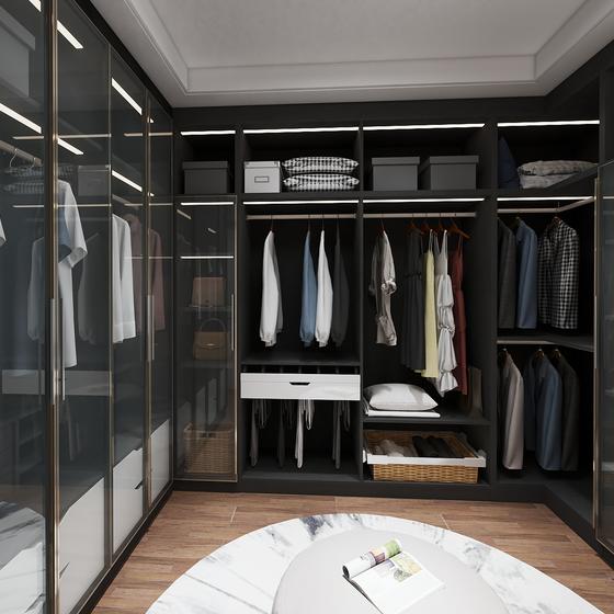 Black wardrobe melamine with particle board-GW-112