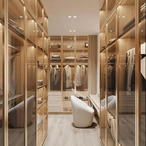 Small walk in closet tempered glass wardrobe GW-009