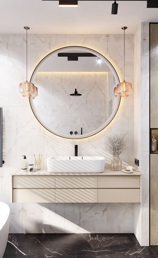 Corner bathroom cabinet UV Lacquer with particle board-GB-010