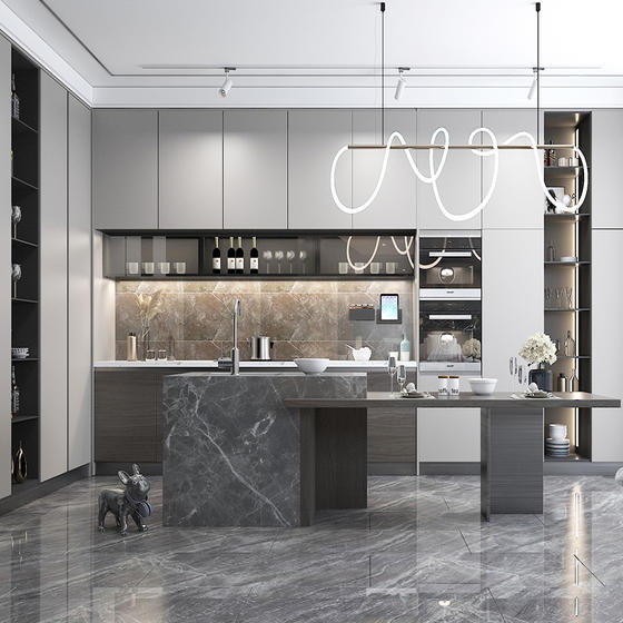 Modern Grey Kitchen Cabinets Melamine with Particle Board-GK-015