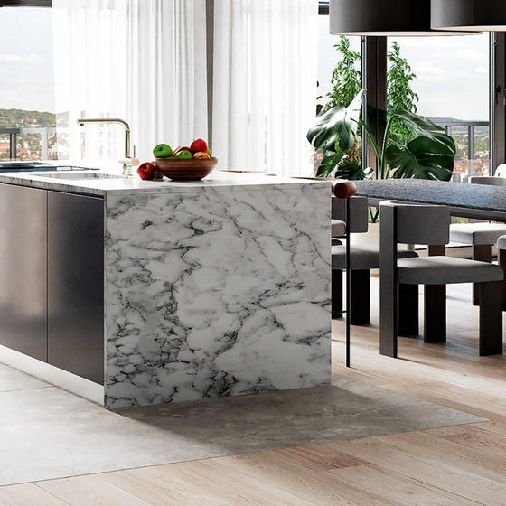 modern black and white kitchen 001 Modern black kitchen UV Lacquer with particle board-GK-089