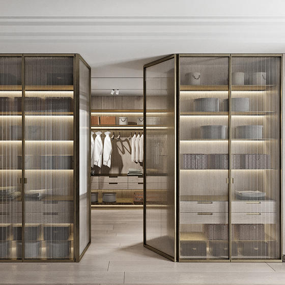 Walking wardrobe tempered glass door-GW-004