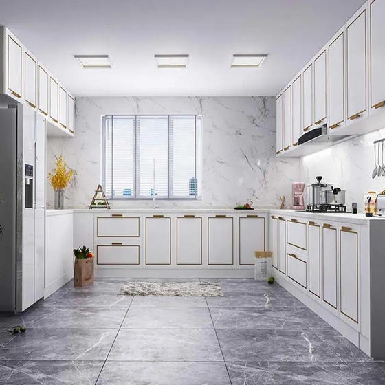 Traditional White Kitchen Cabinets PVC with HDF-GK-002