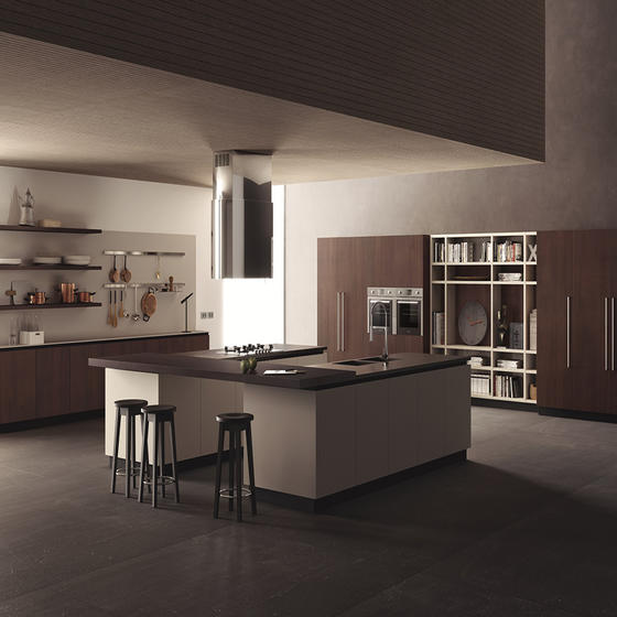 Melamine Dark Brown Kitchen with Particle Board-GK-068