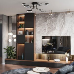 Wall cabinets for living room UV Lacquer with particle board-GT-010