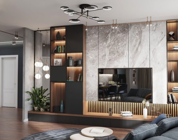 Wall cabinets for living room UV Lacquer with particle board-GT-010