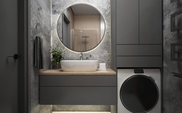 Black bathroom cabinet melamine with particle board-GB-006